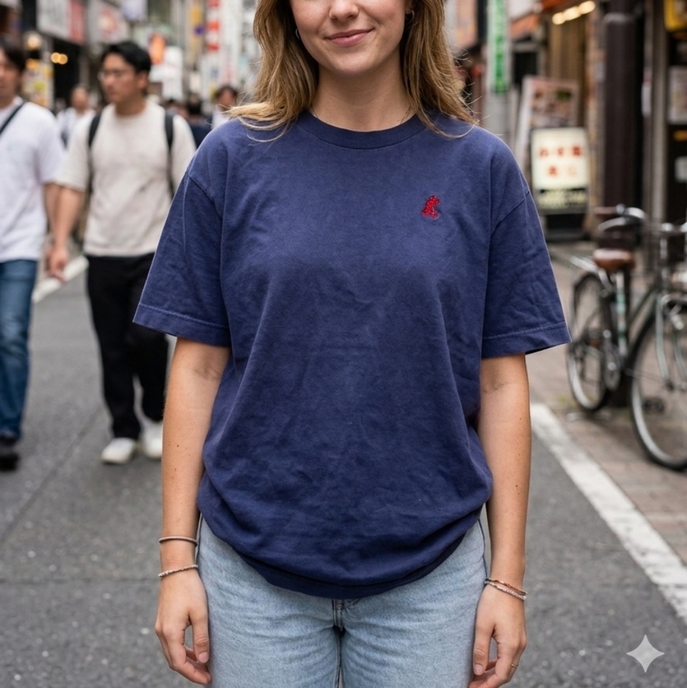 Tokyo Disneyland Disney T-Shirt Size L Blue Mickey Embroidered Logo Tee